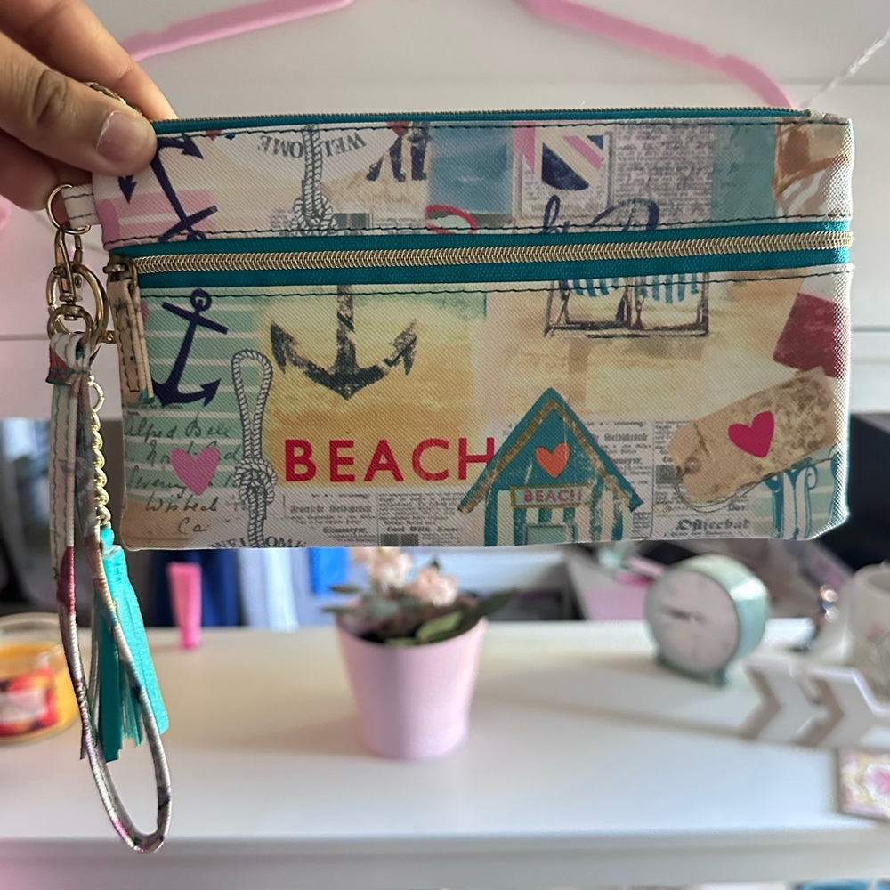 Safe Keeper Beach Themed Wristlet Clutch